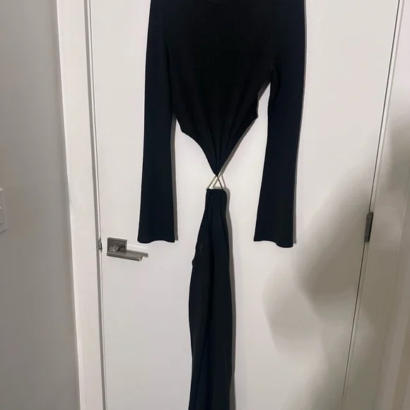 Meshki Black Maxi Dress with Slit - Picture 3 of 5